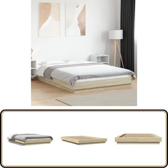 vidaXL Bedframe bewerkt hout sonoma eikenkleurig 140x200 cm