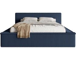 Selsey AFFOLIO – Gestoffeerd Bed met Brede Ribstof Bekleding en Opbergruimte – Donkerblauw – 180x200 cm