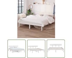 vidaXL Bedframe Massief Grenenhout Wit 120x200 cm Massief Hout Bed Frame - Houten Bed - Tweepersoons Bed - Bed Frame 120x200 - Wit Bed Frame