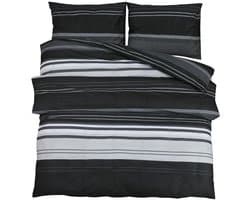 Dekbedovertrekset | Beddengoed 260x220 cm katoen zwart en wit