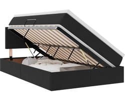 vidaXL - Opbergbed - met - matras - met - hoofdeinde - Zwart - 120 - x - 200 - cm - Fluweel