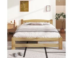 Tatami bed 140x200 cm - tweepersoonsbed met hoofdeinde en lattenbodem - houtkleur - zonder matras