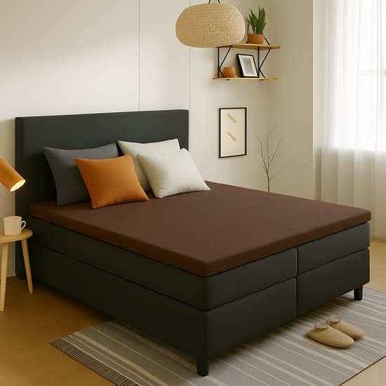 Saphira ESSENTIALS Badstof Topper Hoeslaken – Bruin – 160x200/220 cm – 20 cm Matrashoogte – 360° Rondom Elastiek – Luxe Comfort & Perfecte Pasvorm