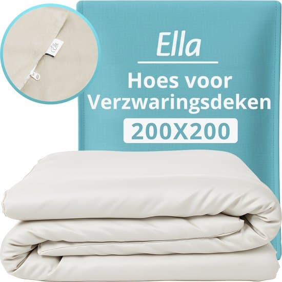 Hoes voor de verzwaringsdeken van Ella 200 x 200 CM - 11 KG & 13 KG - Overtrek Hoes van 100% biologisch katoen - Organisch Wit