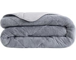 Dekbed zonder overtrek, 4 Seizoenen Dekbed, Teddy, Wasbaar Dekbed, Grijs, 200x200 cm, Tweepersoons, Teddy Dekbedovertrek, 2 in 1 Dekbed, Hoesloos Dekbed, Ultra Soft Dekbed, Dubbelzijdig, Wasbaar, Zacht & Hypoallergeen, De Linde Home