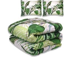 Dekbed zonder overtrek - All year 240x220 cm - Jungle Groen - Wasbaar Dekbed Zonder Overtrek – Hypoallergeen & Antibacterieel – 30 dagen proefslapen - Wasbaar hoesloos dekbed - Bedrukt dekbed - zomerdekbed & winterdekbed