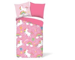 Bedsupplies - Kinderdedbed - Dekbed Zonder Overtrek - 140x200 - Eenhoorn - Roze/Wit