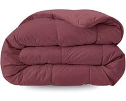 Zelesta Pure Uni Bordeaux Rood 200x200cm - Katoenen dekbed zonder overtrek - Wasbaar dekbed - Hoesloos dekbed - 2 in 1 Dekbed met vaste overtrek