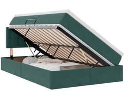 vidaXL - Opbergbed - met - matras - Donkergroen - 120 - x - 200 - cm - Fluweel