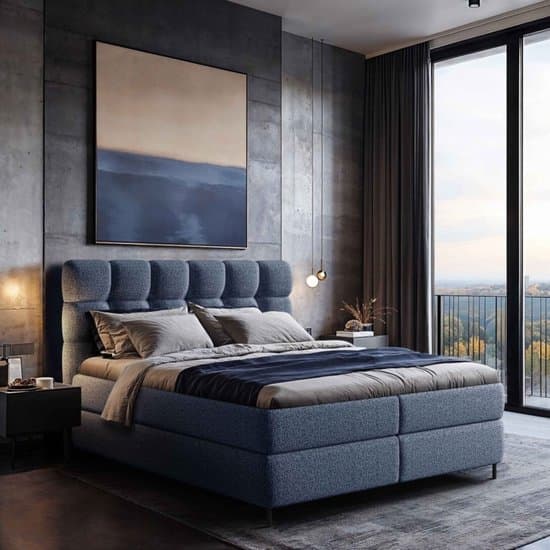 Mörgenn Boxspring Curve - Pocketvering - Inclusief Suprême topper - Donkerblauw 22 - 160x200 cm - Inclusief Dekbed en Kussens