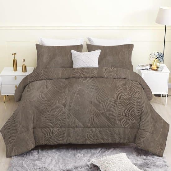 Tweepersoons dekbed - Dekbedovertrek met patroon - Slaapkamer comfort - Dubbelzijdig ontwerp - 200x200 cm - Bruin