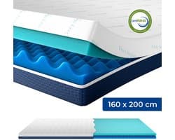 CozySense® DualFeel Topper Matras 160x200 - Matras Topper - Topmatras - Topdekmatras - Met Koele & Warme Kant - CertiPUR® - Zachte Hardheid - 7.5 cm - Wasbare Hoes