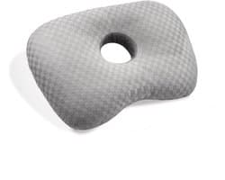 Piercing Kussen - Oorkussen - Hoofdkussen Zijslaper - Grijs - Polyester - 43.94*32*5.08cm - Oorkussen met gaatjes - Piercingkussen - Ergonomisch oorkussen met gaatjes - Ringkussen - Voor Iedere Slaaphouding - Voor oorgaatjes - Zijslaapkussen