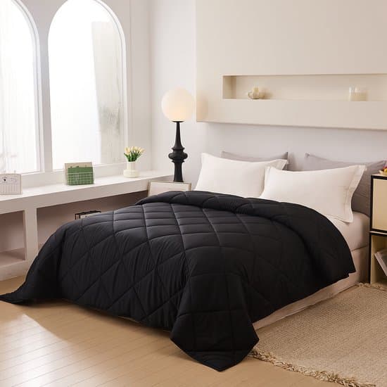 Hoesloos Dekbed - 200x200cm – Wasbaar, Ademend en Zacht – Zwart