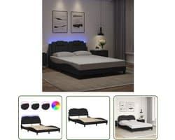vidaXL Modern Bedframe - Stijlvol Bedframe - Bedframe Viana met LED zonder matras kunstleer zwart 120x200 cm - Led Bedframe - Kunstleder Bedframe - Zwart Bedframe