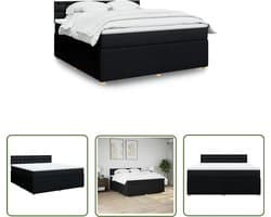 vidaXL Matras - Boxspring - Boxspring met matras stof zwart 180x200 cm - Bed Frame - Boxspringbed - Slaapkamer