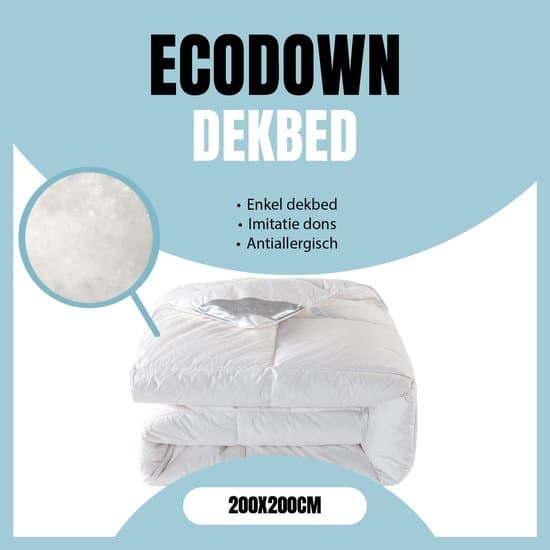 LINNICK Ecodown Enkel Dekbed - Ecodown Dekbed 200x200 - Wit - 500gr/m2 - Winterdekbed - All Year Dekbed Enkel - Dekbed 200x200cm - Tweepersoons - Dekbedden