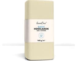 Loom One Hoeslaken – 100% Jersey Katoen – 180x200 cm – tot 25cm matrasdikte– 160 g/m² – Natural / Crème