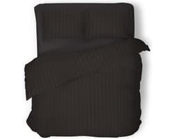 Dekbedovertrek - 200x200/220 - Uni - Satijnstreep / Satijn Streep - Hotel Kwaliteit Satin Stripe - Black