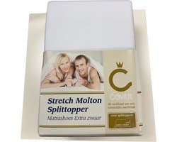 Cevilit - Stretch Molton Split Topper – Matrasbeschermer extra Zware kwaliteit – Maat 160 TM 220- 80% Katoen & 20% Polyester – Hoekhoogte 20CM - Bescherming voor jouw topper - STK370