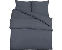 vidaXL - Dekbedovertrekset - 200x220 - cm - katoen - antracietkleurig