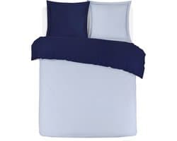 VISION Bicolor - Tweezijdig omkeerbaar Dekbedovertrekset - 100% katoen: zacht en soepel - Kingsize - Dekbedovertrek 260 x 240 cm met 2 bijhorende slopen - Blauw/grijs - Oekotex gecertificeerd