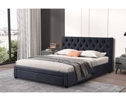 Interiax Dex Bed - Grijs Stof - 160x200 cm - Inclusief Lattenbodem