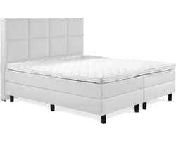 Boxspring Luxe 180x200 8 vlaks Wit Lederlook