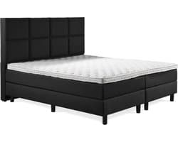 Boxspring Luxe 200x200 8 vlaks Zwart Lederlook