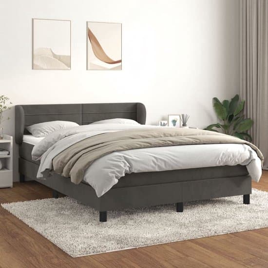 vidaXL Donkere Kleuren - Boxspringbed - Boxspring met matras fluweel donkergrijs 180x200 cm - Velvet Bed - Tweepersoons Bed - Pocketveer Matras