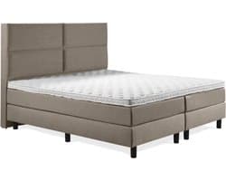 Boxspring Luxe 180x200 4 vlaks Taupe Lederlook