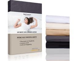 Bed Couture - Percale Hoeslaken van 100% hoogwaardig imperial weave Katoen - Tweepersoons 160x200cm - Hoekhoogte 30cm - Ultra zacht en soepel - Antraciet