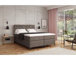 Meuba Home - Oslo Boxspring - Grijs - 160x200 - Microfiber - Met topper 8cm