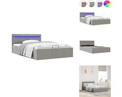 vidaXL Bedframe - Bedframes - Bed - Bedden - Bedframe met opbergruimte en LED stof lichtgrijs 120x200 cm