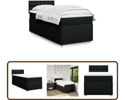 vidaXL Boxspring met matras stof zwart Single (alleen AU)