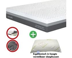 Matras 140x200 cm - 18 cm Matras 140 x 200 Bamboe Nasa 2in1 - Koudschuim - Traagschuim - CoolGel - 7 zone + 1 x kussen
