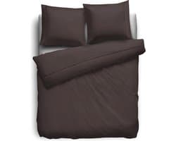 Eleganzzz Dekbedovertrek Percal Katoen Uni - Met Bies - Brown - Dekbedovertrek 200x200/220cm - Dekbedovertrekken - Tweepersoons