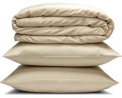 Yodormi - Dekbedovertrek - 100% biologisch katoen - Satijnweving - Premium enkeldraads - Knoopsluiting - Beige - 200x220