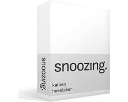 Snoozing - Katoen - Hoeslaken - Tweepersoons - 140x220 cm - Wit