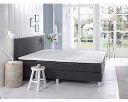 Boxspring Eefje comfort - Antraciet 140x200 7-zone pocket matras, incl. topper en gratis antislip