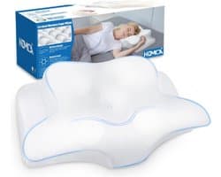 2 in 1 Hoofdkussen – Nekklachten – Traagschuim – Nekpijn – Hoofdkussen Zijslaper – 3D – Onzichtbare Rits – Ergonomisch – Luchtend – Wit