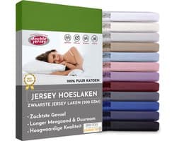 Double Jersey Hoeslaken - Hoeslaken 180x200+30 cm - 100% Katoen  Groen