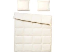 Donzen Dekbed 220x200cm – 2.5kg Dons Vulling - 2 Persoons Ganzendons Dekbed – 100% Katoenen Tijk - Satijnen Bies – Kleur Crème –Herfst/Winter Seizoen + 2 Kussens 70x80mm 2kg Vulling