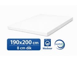 Kikishop Topdekmatras 190x200 – 8 cm HR Koudschuim – Afritsbaar & Wasbaar – CertiPUR® Gecertificeerd – Medium Hardheid – Comfort Matrastopper