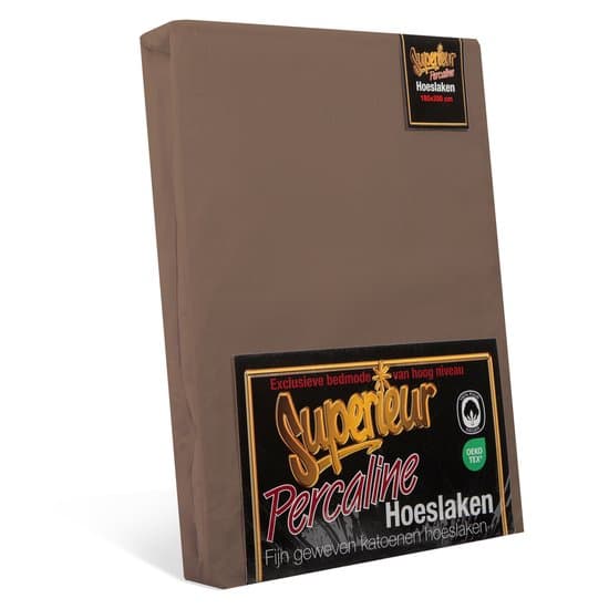 Superieur Hoeslaken - 160x210/220 cm - Taupe - 100% katoen
