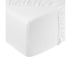 DoubleDry Jersey Stretch Hoeslaken - 100% Katoen - Tweepersoons 140x200 cm - 25cm Matrasdikte - Rondom Elastiek - Wit