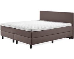 Boxspring Praag 2.0 - 180x200 cm - Compleet met matrassen en topmatras - Kleur: bruin