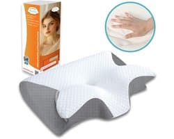 Traagschuim Hoofdkussen van LitaLente 60x36x13 cm – Ergonomisch Vlinderkussen – Orthopedisch Hoofdkussen – Neksteunkussen – Memory Foam Kussen – Anti-Snurk – Kussen tegen Nekpijn, Rugklachten en Schouderklachten – Voor Zij- Rug- en Buikslapers