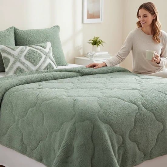 Bedsupplies-Lazy Dekbed- Dekbed Zonder Overtrek - Teddy - 240x200 - Salie Groen