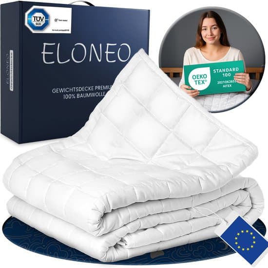 ELONEO Verzwaringsdeken 11 kg 200x200 cm – 100% Katoen - Weighted Blanket - TÜV & Oeko-Tex - Zwaartedeken
